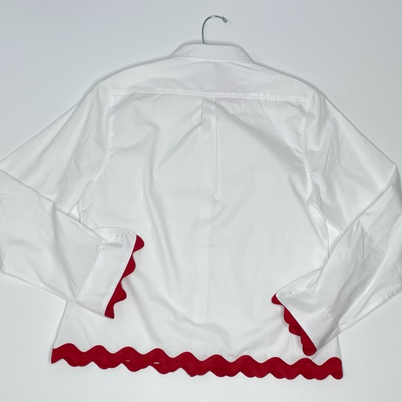 NWT Pearly Vine White Oxford, Red Rickrack, L - Picture 2 of 3